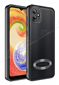 Eiroo Luxury Clear Samsung Galaxy A04 Kamera Korumal Siyah Silikon Klf