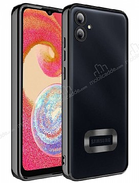 Eiroo Luxury Clear Samsung Galaxy A04e Kamera Korumal Siyah Silikon Klf