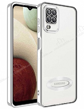 Eiroo Luxury Clear Samsung Galaxy A12 / M12 Kamera Korumal Silver Silikon Klf