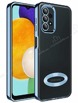 Eiroo Luxury Clear Samsung Galaxy A23 Kamera Korumal Mavi Silikon Klf