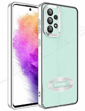 Eiroo Luxury Clear Samsung Galaxy A32 4G Kamera Korumal Silver Silikon Klf