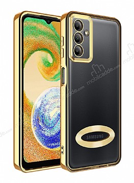 Eiroo Luxury Clear Samsung Galaxy A24 Kamera Korumal Gold Silikon Klf
