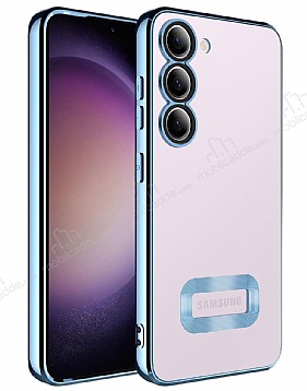 Eiroo Luxury Clear Samsung Galaxy S23 Kamera Korumal Mavi Silikon Klf