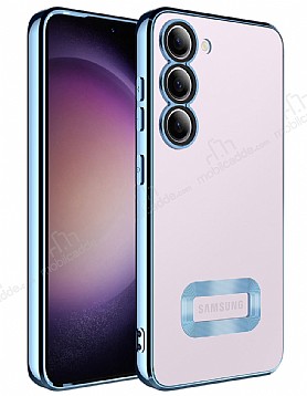 Eiroo Luxury Clear Samsung Galaxy S23 Plus Kamera Korumal Mavi Silikon Klf