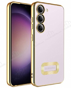 Eiroo Luxury Clear Samsung Galaxy S23 Plus Kamera Korumal Gold Silikon Klf