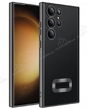 Eiroo Luxury Clear Samsung Galaxy S23 Ultra Kamera Korumal Siyah Silikon Klf