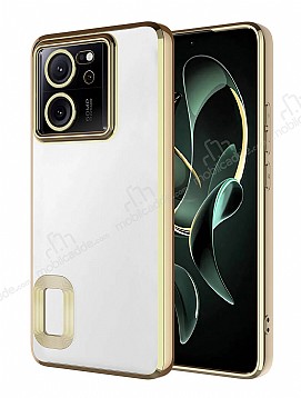 Eiroo Luxury Clear Xiaomi 13T Pro Kamera Korumal Gold Silikon Klf