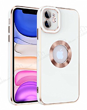 Eiroo Luxury Protection iPhone 11 Kamera Korumal Beyaz Silikon Klf