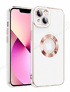 Eiroo Luxury Protection iPhone 14 Plus Kamera Korumal Beyaz Silikon Klf