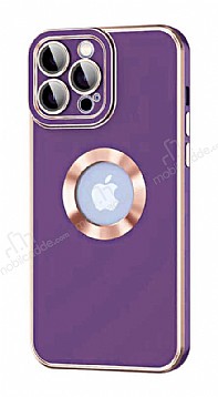 Eiroo Luxury Protection iPhone 14 Pro Kamera Korumal Mor Silikon Klf