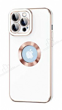 Eiroo Luxury Protection iPhone 14 Pro Kamera Korumal Beyaz Silikon Klf