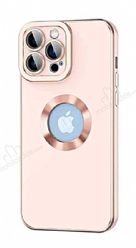 Eiroo Luxury Protection iPhone 14 Pro Max Kamera Korumal Pembe Silikon Klf