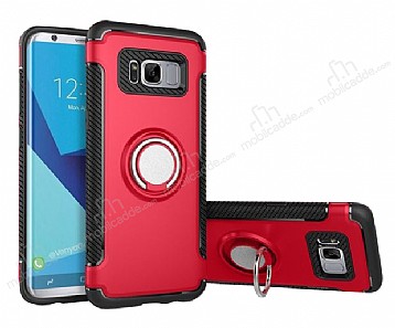 Eiroo Mage Fit Samsung Galaxy S8 Plus Standl Ultra Koruma Krmz Klf