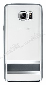 Eiroo Magical Nickel Samsung Galaxy Note 5 Silver izgili effaf Silikon Klf