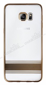 Eiroo Magical Nickel Samsung Galaxy S6 Edge Plus Gold izgili effaf Silikon Klf