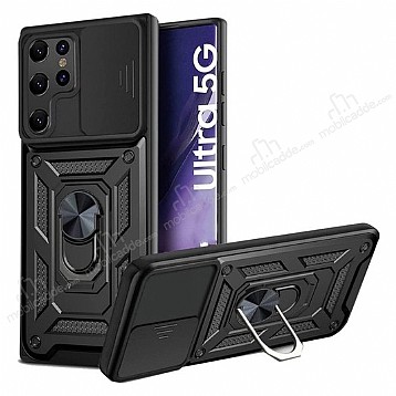 Eiroo Magnet Lens Samsung Galaxy S22 Ultra 5G Sper Koruma Siyah Klf