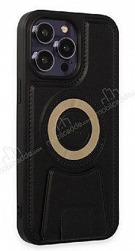 Eiroo Magneticsafe iPhone 14 Pro Standl Siyah Rubber Klf
