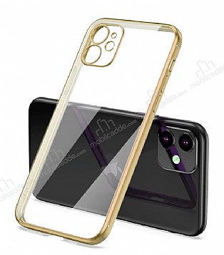 Eiroo Matte Crystal iPhone 11 Kamera Korumalı Gold Rubber Kılıf