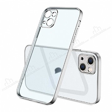 Eiroo Matte Crystal iPhone 13 Kamera Korumalı Silver Rubber Kılıf