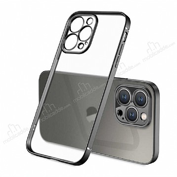 Eiroo Matte Crystal iPhone 13 Pro Kamera Korumal Siyah Rubber Klf