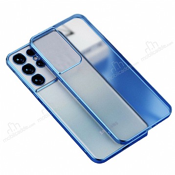 Eiroo Matte Crystal Samsung Galaxy S21 Ultra Mavi Rubber Kılıf