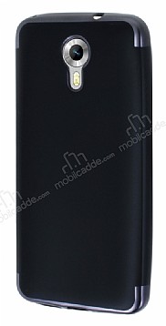 Eiroo Matte Fit General Mobile Android One Dark Silver Kenarl Siyah Silikon Klf