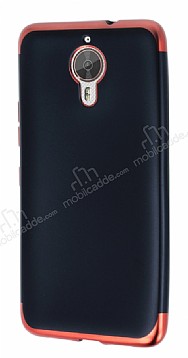 Eiroo Matte Fit General Mobile GM 5 Plus Krmz Kenarl Siyah Silikon Klf