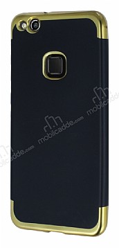 Eiroo Matte Fit Huawei P10 Lite Gold Kenarl Siyah Silikon Klf