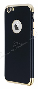Eiroo Matte Fit iPhone 6 / 6S Gold Kenarl Siyah Silikon Klf