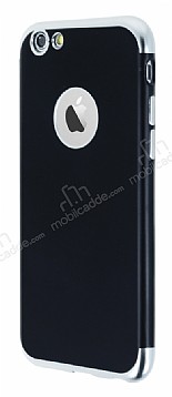 Eiroo Matte Fit iPhone 6 / 6S Silver Kenarl Siyah Silikon Klf