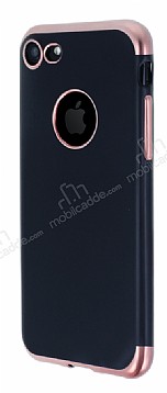 Eiroo Matte Fit iPhone 7 Rose Gold Kenarl Siyah Silikon Klf