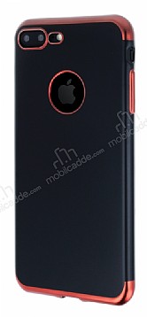 Eiroo Matte Fit iPhone 7 Plus Krmz Kenarl Siyah Silikon Klf