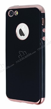 Eiroo Matte Fit iPhone SE / 5 / 5S Rose Gold Kenarl Siyah Silikon Klf