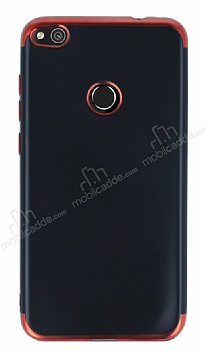 Eiroo Matte Fit Huawei P9 Lite 2017 Krmz Kenarl Siyah Silikon Klf