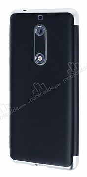 Eiroo Matte Fit Nokia 5 Silver Kenarl Siyah Silikon Klf