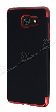 Eiroo Matte Fit Samsung Galaxy A5 2016 Krmz Kenarl Siyah Silikon Klf