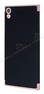 Eiroo Matte Fit Sony Xperia XA1 Ultra Rose Gold Kenarl Siyah Silikon Klf