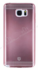 Eiroo Metallic Fit Samsung Galaxy Note 5 Pembe Silikon Klf