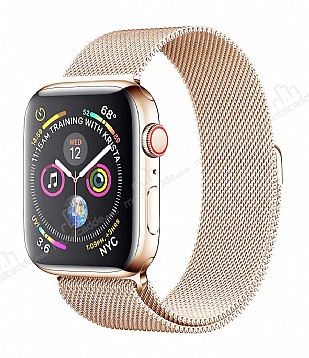 Eiroo Milanese Loop Apple Watch / Watch 2 / Watch 3 Krem Metal Kordon (42 mm)