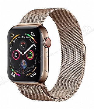 Eiroo Milanese Loop Apple Watch / Watch 2 / Watch 3 Gold Metal Kordon (42 mm)