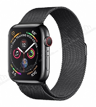 Eiroo Milanese Loop Apple Watch / Watch 2 / Watch 3 Siyah Metal Kordon (38 mm)