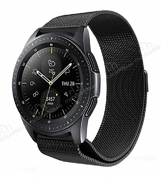 Eiroo Milanese Loop Samsung Galaxy Watch Siyah Metal Kordon (46 mm)