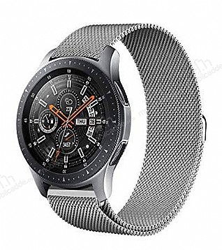 Eiroo Milanese Loop Samsung Galaxy Watch Silver Metal Kordon (46 mm)