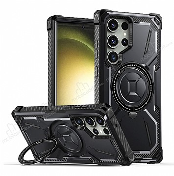 Eiroo Military Samsung Galaxy S22 Ultra Sper Koruma Siyah Klf