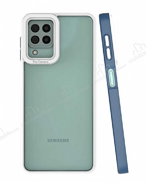 Eiroo Mima Samsung Galaxy M22 Kamera Korumal Lacivert Rubber Klf