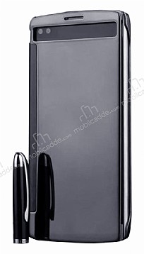 Eiroo Mirror Cover LG V10 Aynal Kapakl Uyku Modlu Siyah Klf