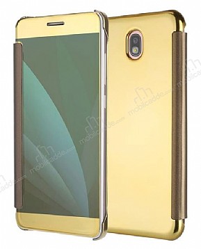 Eiroo Mirror Cover Samsung Galaxy J5 Pro 2017 Aynal Kapakl Gold Klf