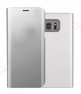 Eiroo Mirror Cover Samsung Galaxy Note 5 Aynal Kapakl Silver Klf
