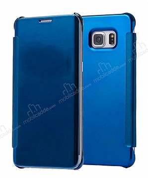 Eiroo Mirror Cover Samsung Galaxy Note FE Aynal Kapakl Lacivert Klf