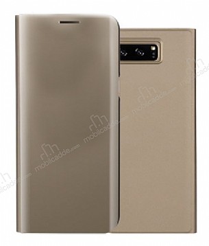 Eiroo Mirror Cover Samsung Galaxy S7 Edge Uyku Modlu Aynal Kapakl Gold Klf